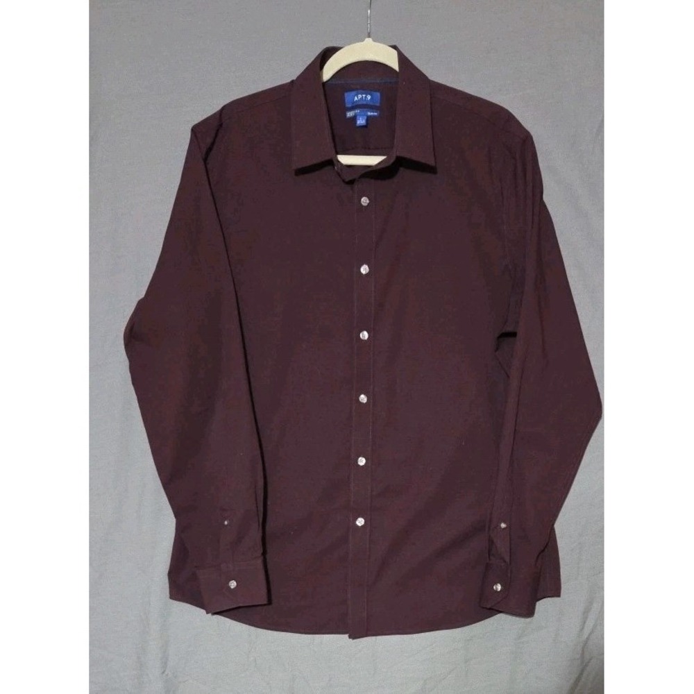Mens Apt. 9 Premier Flex Slim Fit L Purple Button Down Dress Shirt Cotton  Blend